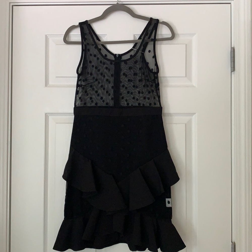 NWT Hego Black Mesh Ruffle Dress